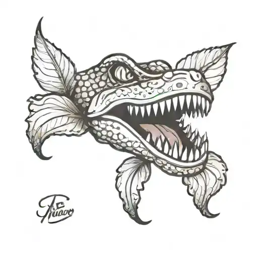 Little shop of horrors plant with tongue and teeth  tattoo design idea