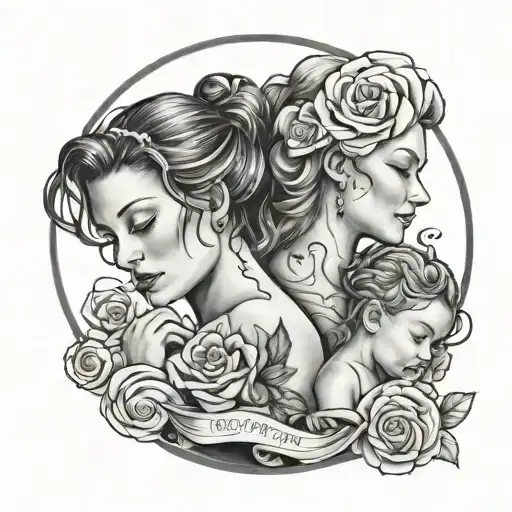 mother and son forever linked together tattoo design idea