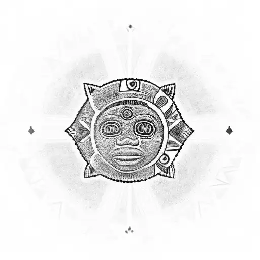 taino tribal sleeve with coqui, sun, atabey, yucahu, frog petroglyphs, and puerto rican flag tattoo design idea