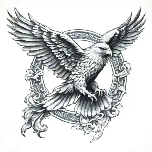 polish falcon Irish harp tattoo design idea