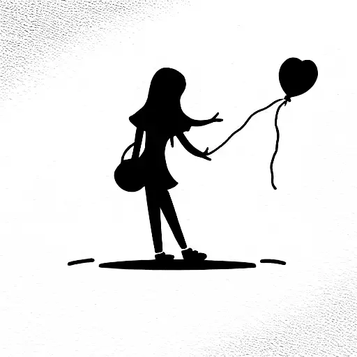 Girl holding a balloon with a guy in it tattoo design idea