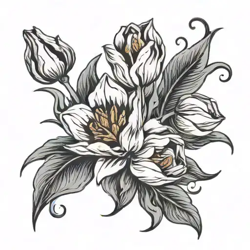 tulips with flor de maga    tattoo design idea