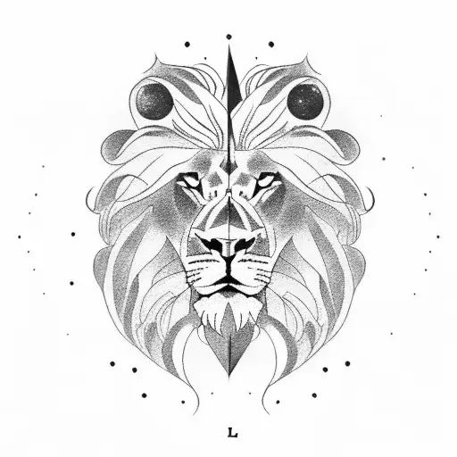 father son lion with compass tattoo design idea