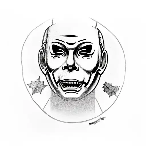 michael myers with pumpkins tattoo design idea