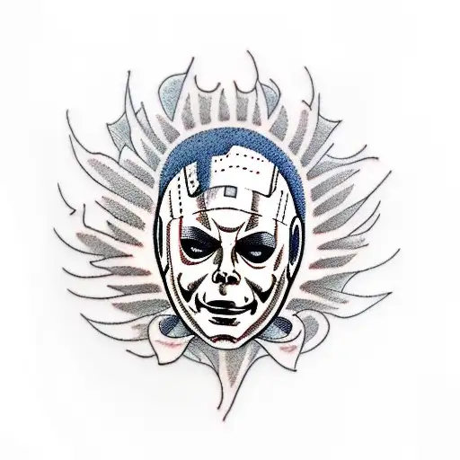 michael myers with pumpkins tattoo design idea