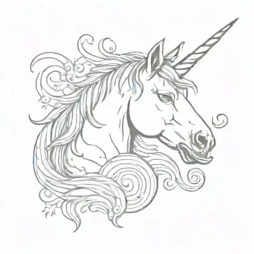 a unicorn smoking a joint surrounded by rainbow   tattoo design idea