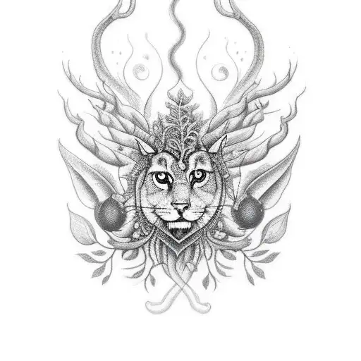 A detailed forearm sleeve featuring Kali surrounded by forest creatures tattoo design idea