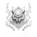 Kali emerging from a mystical forest tattoo design idea