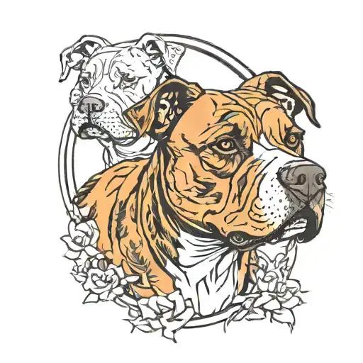 brindle pitbull dog tattoo design idea