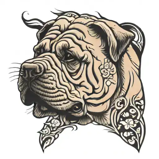 brindle shar pei dog tattoo design idea