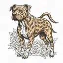 brindle pitbull dog tattoo design idea