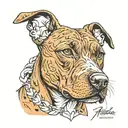 brindle pitbull dog tattoo design idea