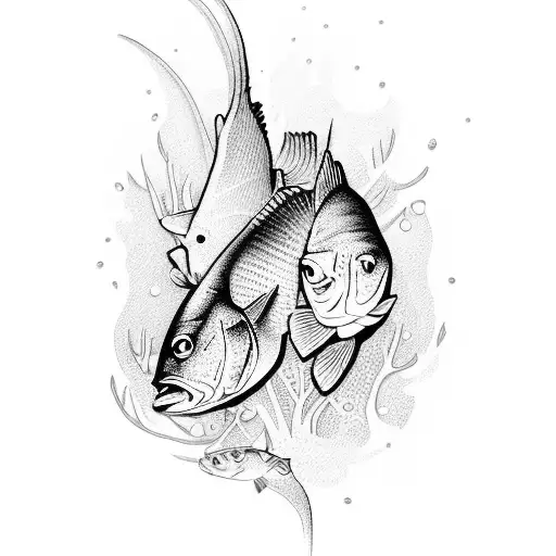 fishing and hunting tattoo design idea
