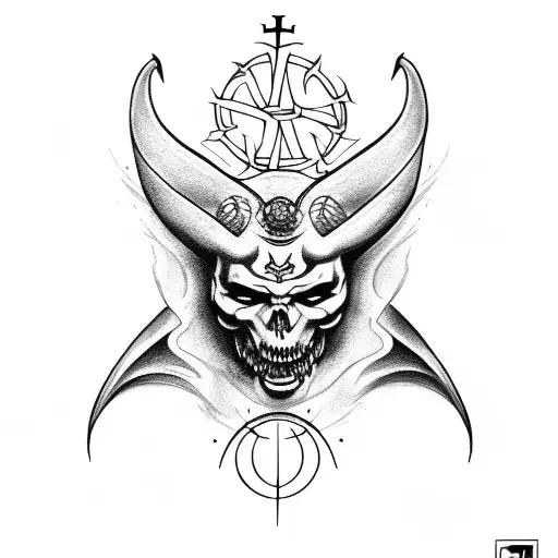 Lucifer with inverted cross tattoo design idea