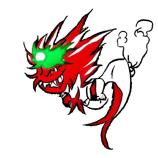 dragon head flaming nose tattoo design idea