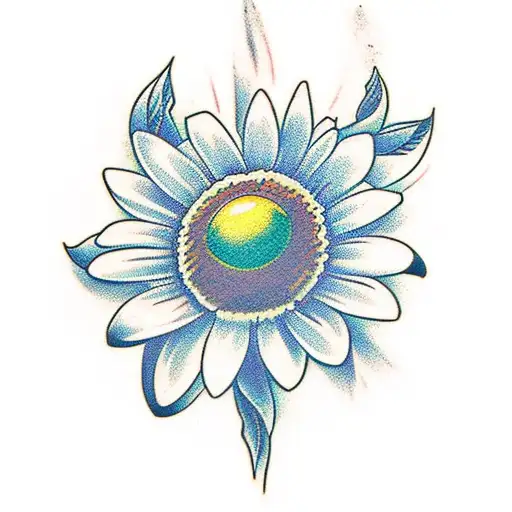 Traditional "Daisy And Words "even If"" Tattoo Idea BlackInk AI