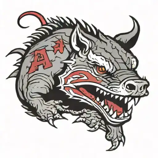arkansas razorback coming out of the shadows projected tattoo design idea