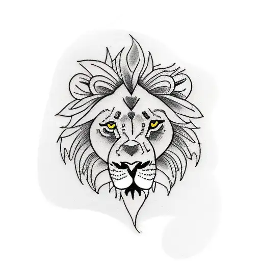 1 adult lion with 2 cubs tattoo design idea