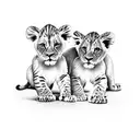 2 lion cubs tattoo design idea