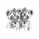 2 lion cubs tattoo design idea