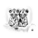 2 lion cubs tattoo design idea