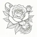 A sketch-style tattoo of a beautiful rose with scorpion tail and stinger tattoo design idea