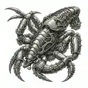 A mechanical scorpion with intricate car parts as its body tattoo design idea