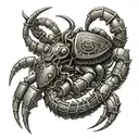 A mechanical scorpion with intricate car parts as its body tattoo design idea
