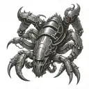 A mechanical scorpion with intricate car parts as its body tattoo design idea
