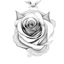 roses and 100 bills and pineapple tattoo design idea