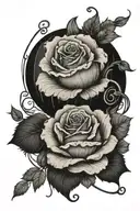 pumpkin with roses inside tied off with an  infinity loop,  tattoo design idea