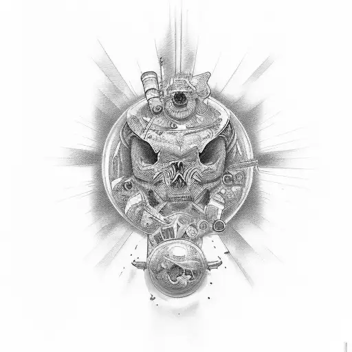 give me an idea if a tattoo with hommer, davinchi man in the circle and a sculp tattoo design idea