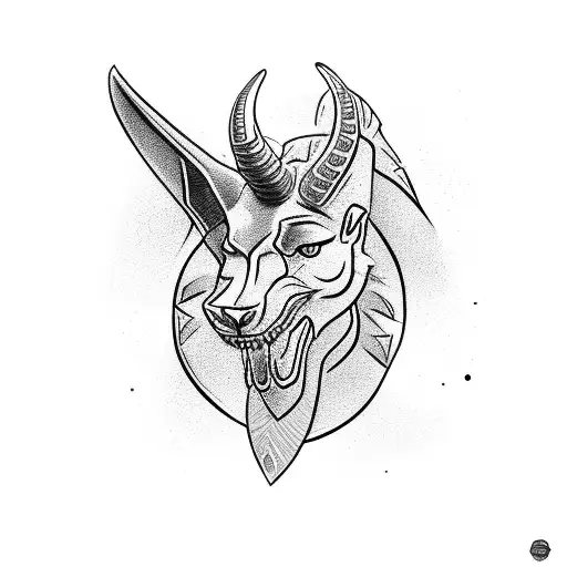 anubis and minotaur and medusa 3 separate tied in together tattoo design idea