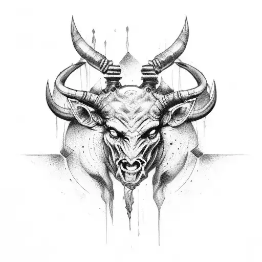 evil minotaur  full body tattoo design idea