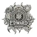 the name Edward in viking style letters tattoo design idea
