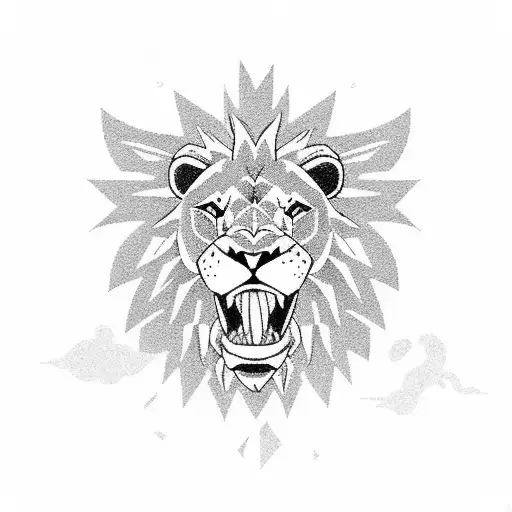 A lion with pokemon elements incorporated into its ramen tattoo design idea