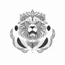 A lion with pokemon elements incorporated into its ramen tattoo design idea