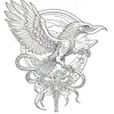 skeleton eagle catching skeleton snake tattoo design idea
