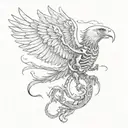 skeleton eagle catching skeleton snake tattoo design idea