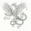 skeleton eagle catching skeleton snake tattoo design idea