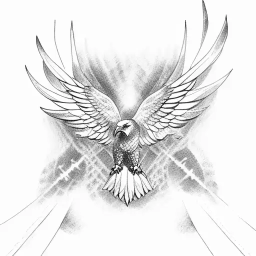 eagle wing span tattoo design idea