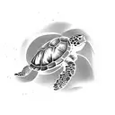 palm tree sea turtle  tattoo design idea