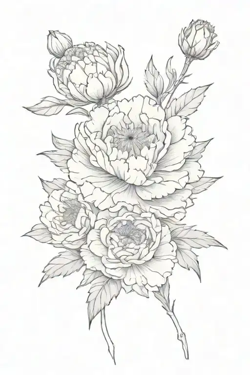 Aster, carnation, violet, carnation tattoo design idea