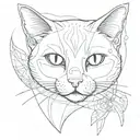 A playful and whimsical tattoo of a cat with a mischievous expression and a suggestive pose tattoo design idea