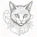A playful and whimsical tattoo of a cat with a mischievous expression and a suggestive pose tattoo design idea