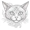 A playful and whimsical tattoo of a cat with a mischievous expression and a suggestive pose tattoo design idea