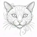 A playful and whimsical tattoo of a cat with a mischievous expression and a suggestive pose tattoo design idea