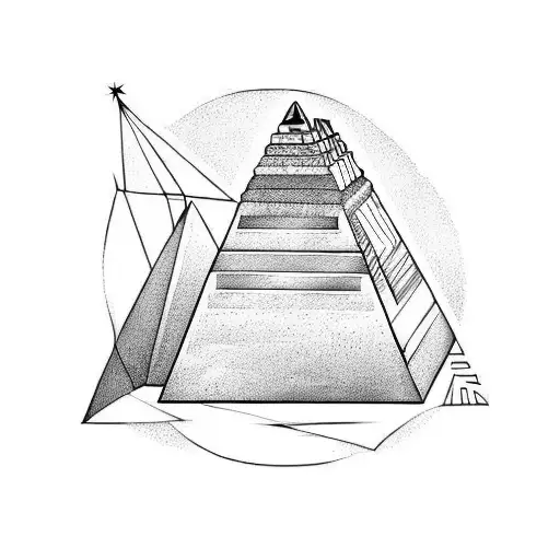 pyramid and signature tattoo design idea