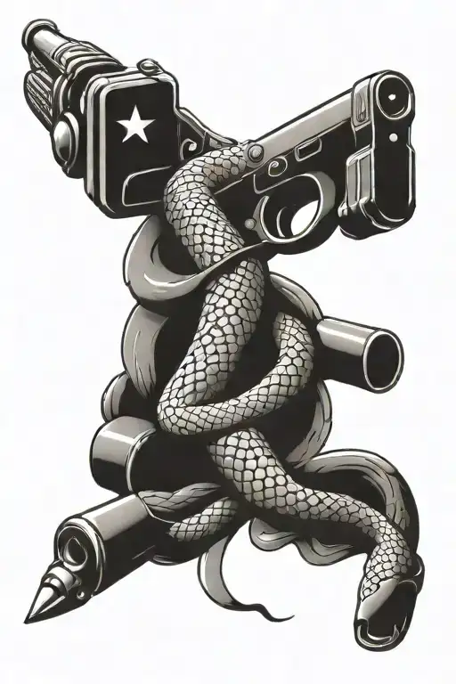 2nd amendment flag gun snake bullets tattoo design idea