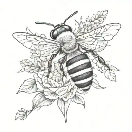 queen bee and lavender tattoo design idea